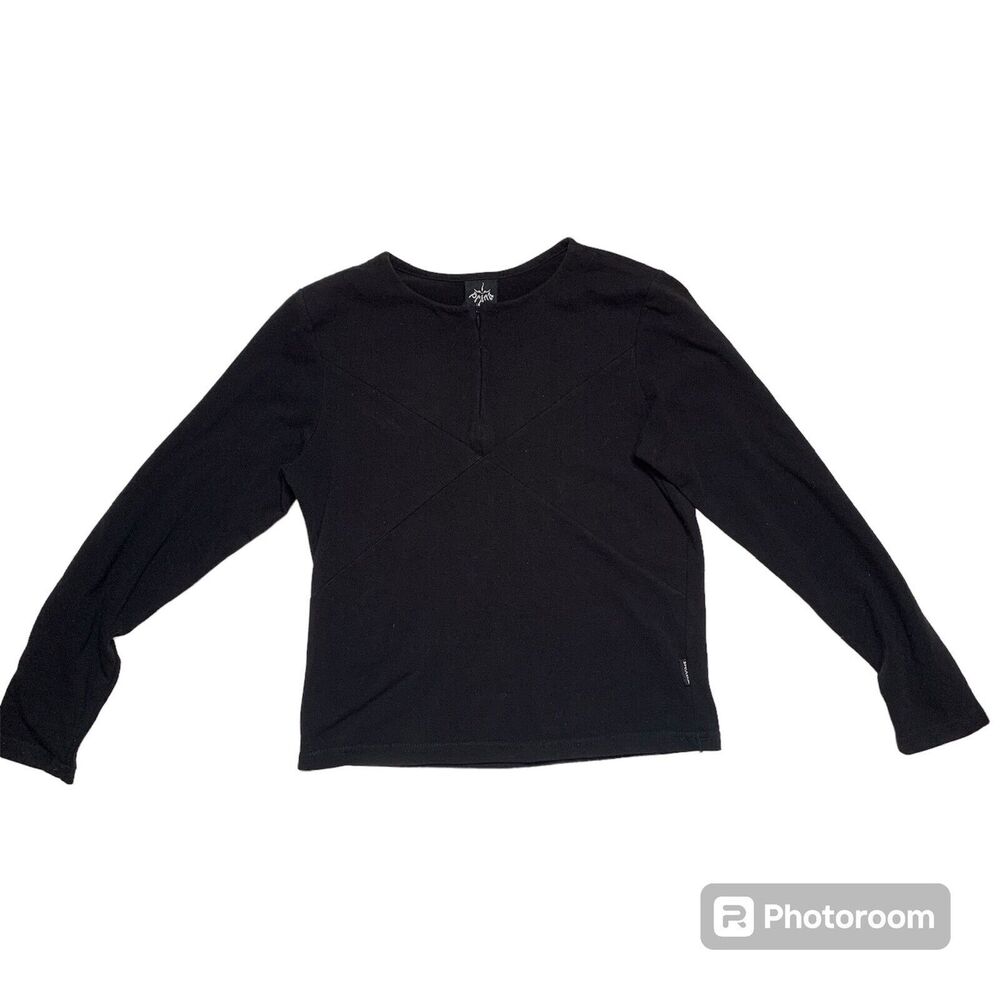 Prana Long Sleeve Black Shirt Pullover 1/4 Zip Kids Girls Sz Medium M